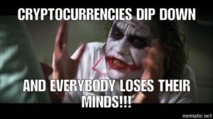 Cryptocurrencies Dip Down And Everybody Loses Their Minds Crypto Memes
